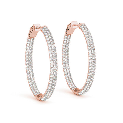 THREE ROW PAVE OVAL HOOP