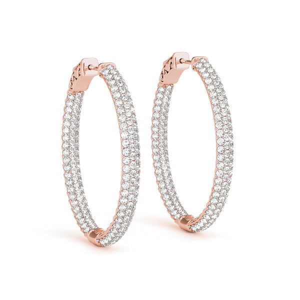 three row pave oval hoop