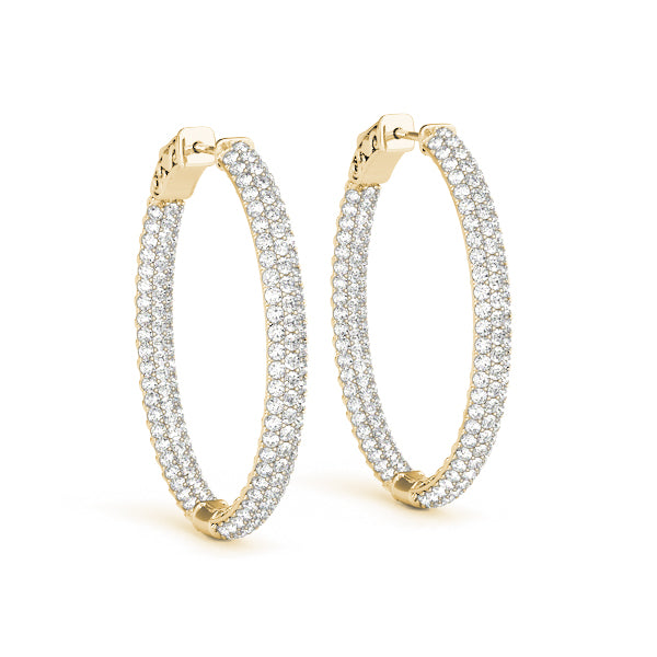 three row pave oval hoop