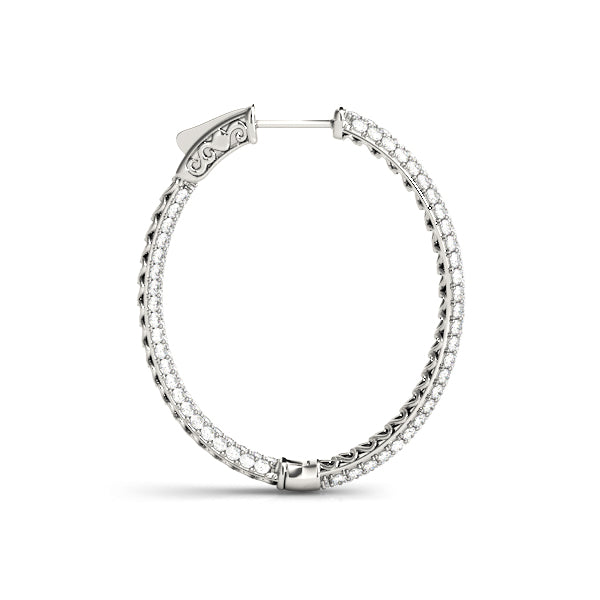 three row pave oval hoop
