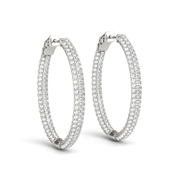 three row pave oval hoop