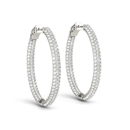 THREE ROW PAVE OVAL HOOP