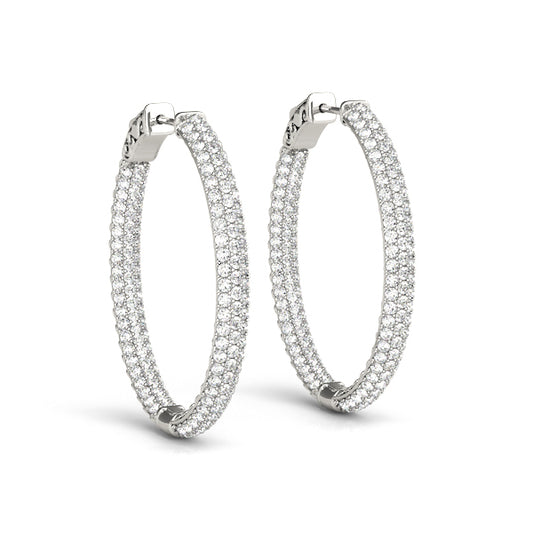 THREE ROW PAVE OVAL HOOP